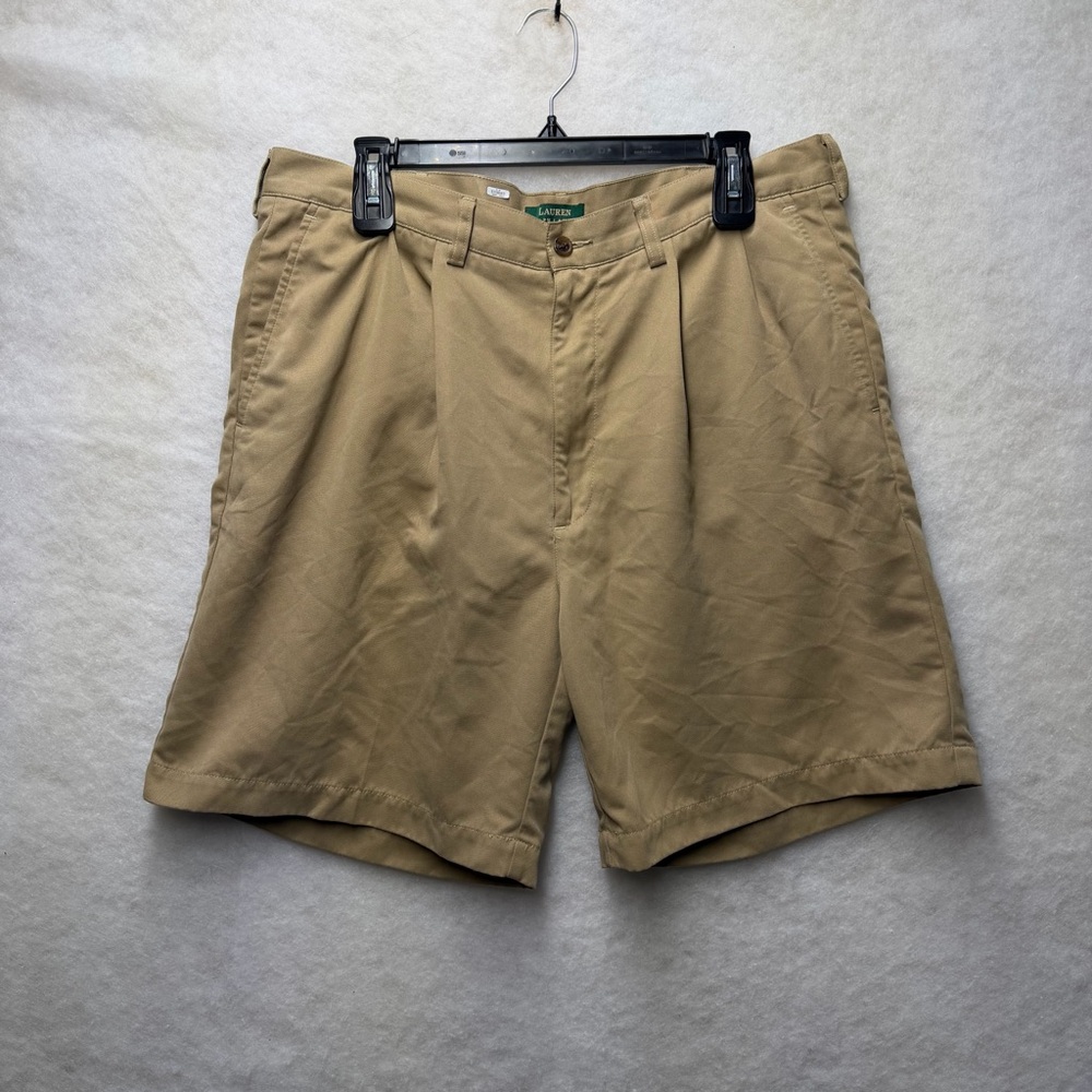 Vintage Polo Ralph Lauren Shorts Men’s 35 Khaki Pleated Chino 100% Cotton